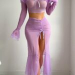 Sexy lingerie mesh seductive long sleeved bra sexy slimming set