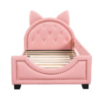 Twin Size Upholstered Daybed with Carton Ears Shaped Headboard  Pink - imagine 14