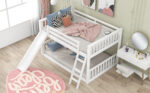 Full over Full Bunk Bed with Convertible Slide and Ladder White - imagine 12