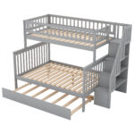 Twin over Full Bunk Bed with Trundle and Staircase Gray - imagine 2