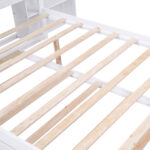 Full Size Storage Platform Bed with Pull Out Shelves and Twin Size Trundle, White - imagine 3