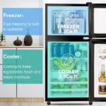 KRIB BLING 3.5Cu.Ft Compact Refrigerator Mini Fridge With Freezer, Small Refrigerator With 2 Door, 7 Level Thermostat Removable Shelves For Kitchen, Dorm, Apartment, Bar, Office, Silver/Black/Blue - imagine 2