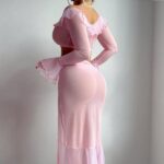 Transparent Mesh Uniform Temptation High Slit Long Skirt Erotic Lingerie Set - imagine 4