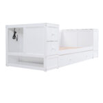 Twin Size Daybed with Storage Arms Trundle and Charging Station White - imagine 18