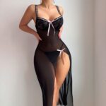 Sexy lace waist cinching body shaping steel ring gathering with hanging socks lingerie set - imagine 2