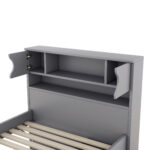 Twin Size Captain Platform Bed Frame with Storage Bookcases and Shelves,Four Drawers, Gray - imagine 5