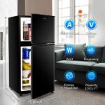 KRIB BLING 3.5Cu.Ft Compact Refrigerator Mini Fridge With Freezer, Small Refrigerator With 2 Door, 7 Level Thermostat Removable Shelves For Kitchen, Dorm, Apartment, Bar, Office, Silver/Black/Blue - imagine 4