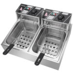 Electric Fryer Silver Stainless Steel Double Cylinder - imagine 10