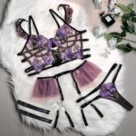 INS Funny Underwear Embroidery Flowers Gather Lovely Metal Chain Set - imagine 4