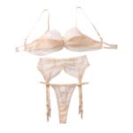 Sexy lace bra set mesh perspective pure desire lingerie underwear three piece set