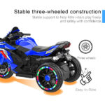 Kids Powered Ride-ons Toy, Kids Motorcycle For 3-6 Years, 12V Electric Ride On Motorcycle With Light Wheel & Bluetooth Music-Blue - imagine 6