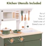 ROBUD Green Wooden Kitchen Toy Set With Accessories Chef Pretend Playset For Kid - imagine 6