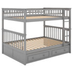 Full over Full Bunk Bed with Drawers, Convertible Beds  Gray - imagine 7