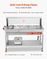 5 Pans + 2 Pots Commercial Food Warmer Steam Table With Undershelf Shield - imagine 5