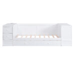 Twin Size Daybed with Storage Arms Trundle and Charging Station White - imagine 19