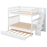 Full over Full Bunk Bed with Trundle and Staircase White - imagine 6