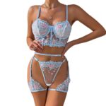 Sexy Lingerie Set with Embroidery - Three-Piece Suit for Women - imagine 5