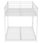 Full over Full Metal Bunk Bed, Low Bunk Bed with Ladder White - imagine 3