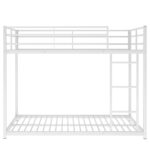 Full over Full Metal Bunk Bed, Low Bunk Bed with Ladder White - imagine 5
