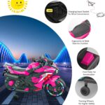 Kids Powered Ride-ons Toy, Kids Motorcycle For 3-6 Years, 12V Electric Ride On Motorcycle With Light Wheel & Bluetooth Music-Pink - imagine 2