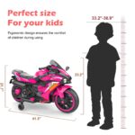 Kids Powered Ride-ons Toy, Kids Motorcycle For 3-6 Years, 12V Electric Ride On Motorcycle With Light Wheel & Bluetooth Music-Pink - imagine 5