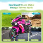 Kids Powered Ride-ons Toy, Kids Motorcycle For 3-6 Years, 12V Electric Ride On Motorcycle With Light Wheel & Bluetooth Music-Pink - imagine 10