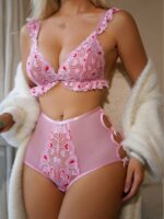 Sexy Lingerie Set - Erotic Underwear with Heart Lace and Hollow Design - imagine 6