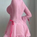 Sexy Mesh Sheer Long Sleeve Ruffle Hem Nightgown Set - imagine 3