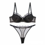 Sexy Women's French Thin Leopard Lace Bra Set for Large Breasts, Minimizing and Anti-Sagging Underwear - imagine 5