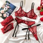 Arrival Sexy Mesh Printed Leopard Pattern Transparent Push-up Set with Stockings - imagine 6