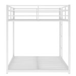 Full over Full Metal Bunk Bed, Low Bunk Bed with Ladder White - imagine 2