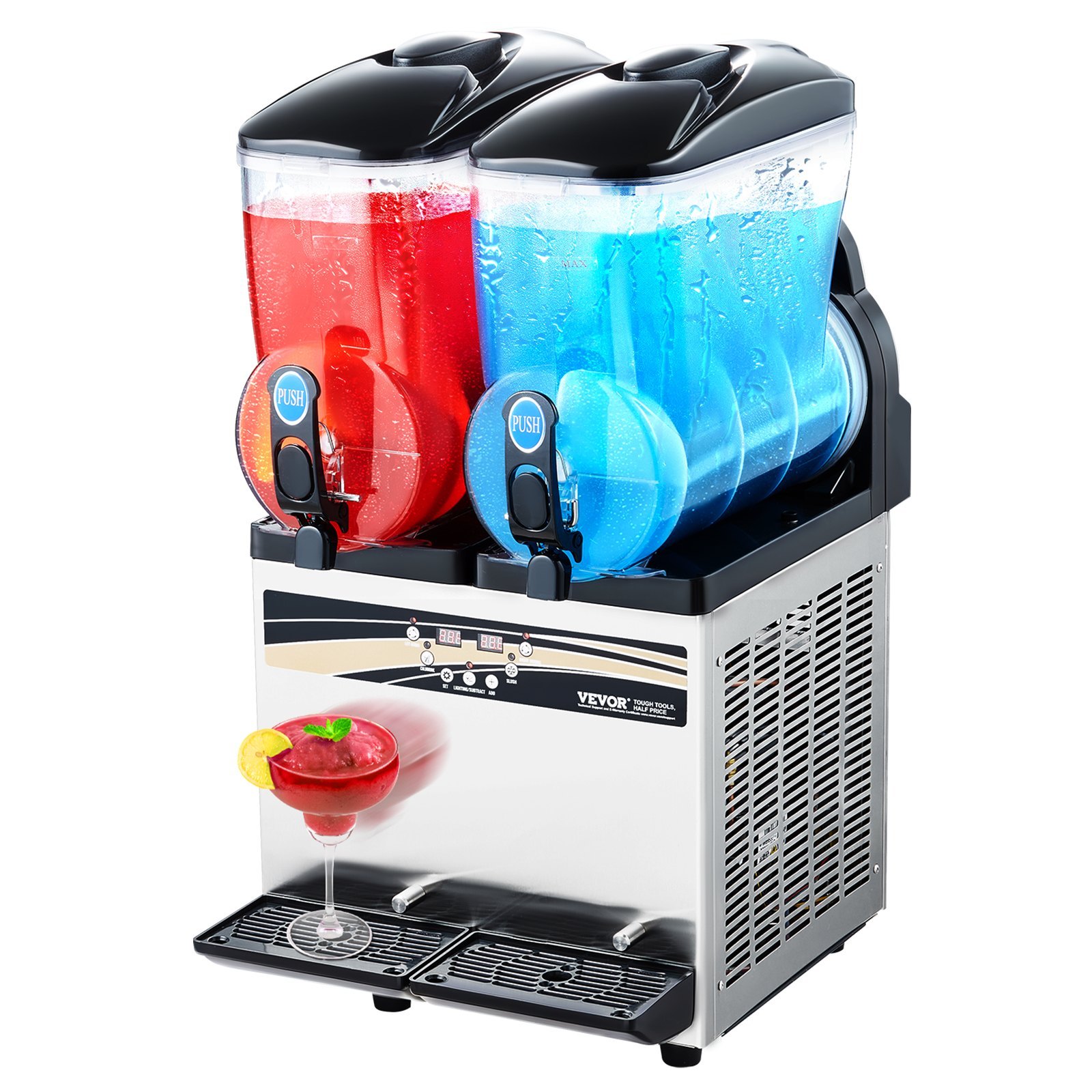 1ccbb24c-855b-46b7-9a06-b82af0dcc76e.jpg Commercial Slushy Machine 15Lx2 Tank Margarita Smoothie Frozen Drink Maker - imagine 1