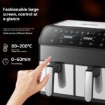 Large Capacity 8L Multi-functional Stainless Steel Double Pot Air Fryer - imagine 3