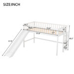 Twin Size Low Loft Bed with Ladder and Slide White - imagine 2