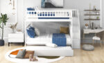 Full over Full Bunk Bed with Trundle and Staircase White - imagine 3