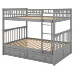 Full over Full Bunk Bed with Drawers, Convertible Beds  Gray - imagine 12