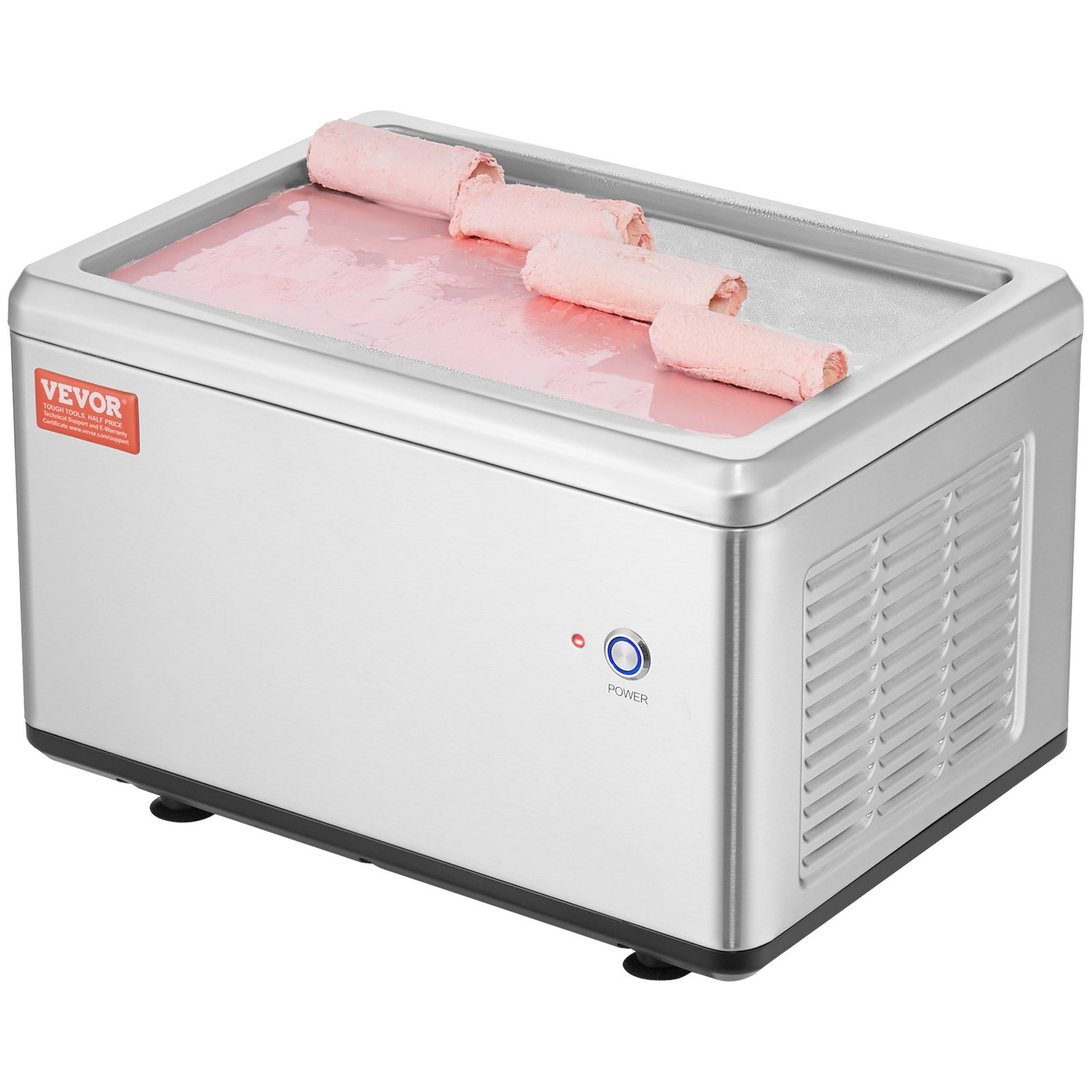 251bcbd1-d51c-4a68-82e9-66742ac8d7d1.jpg Fried Ice Cream Roll Machine, 19.3" X 14.9" Stir-Fried Ice Cream Pan, Stainless Steel Rolled Ice Cream Maker With Compressor And 2 Scrapers, For Making Ice Cream, Frozen Yogurt, Ice Cream Rolls - imagine 1