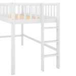 Twin Size Low Loft Bed with Ladder and Slide White - imagine 3