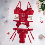 Sexy Two-Piece Lingerie Set for Women - Hollow Back Lace Design - imagine 7