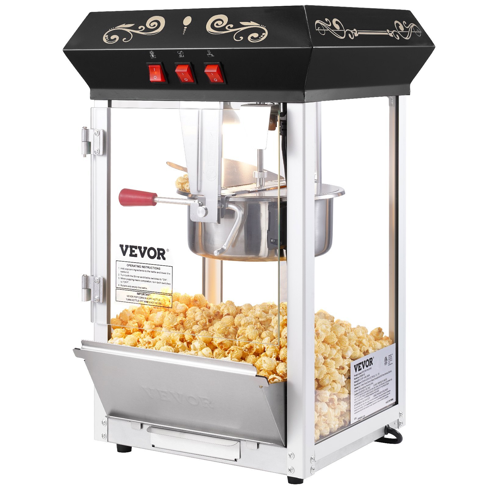 260cf47a-4ba4-4cff-b8bd-cf7c7647e7c0.jpg Popcorn Popper Machine Countertop Popcorn Maker 850W 8 Oz 48 Cups Black - imagine 1