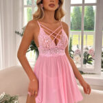 Lace Lace Splicing Perspective Nightclub Deep V Temptation Sex Sleeping Skirt