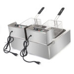 Electric Fryer Silver Stainless Steel Double Cylinder - imagine 6