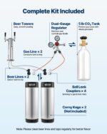 Beer Kegerator With CO2 Tank Dual-Tap Beer Dispenser 162L Refrigerator - imagine 4