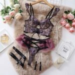 Dnika Embroidered Erotic Lingerie Complex Craft Transparent Bra Set Exotic - imagine 6