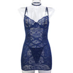 Lingerie Dress with Bra Cups and Beading, Non-Drop European and French Style Sheer Sexy Lingerie Strapless Fitted Dress - imagine 6