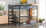 Metal Loft Bed Frame with Desk No Box Spring Needed Twin Black - imagine 4