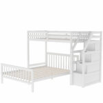 Twin over Full Loft Bed with Staircase,White - imagine 2