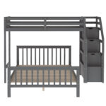 Twin over Full Loft Bed with Staircase Gray - imagine 4
