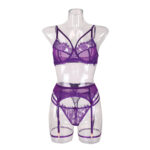 French style lingerie lace sexy suit purple - imagine 5