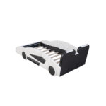 Twin Size Race Car-Shaped Platform Bed with Wheels, White - imagine 3